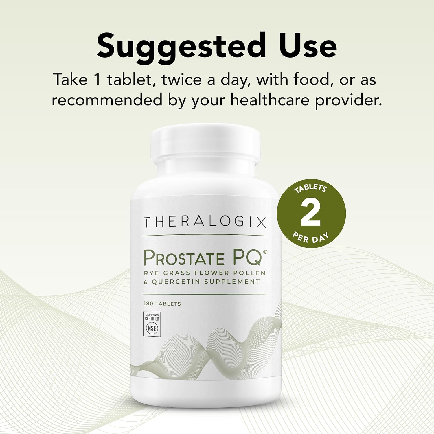 Theralogix Prostate PQ - Rye Grass Pollen Extract & Quercetin Supplement - 90-Day Supply - Antioxidant Support for Prostate & Pelvic Health & Urinary Tract Function* - NSF Certified - 180 Tablets : Health & Household