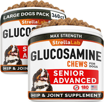 Senior Advanced Glucosamine Chondroitin Joint Supplement for Dogs - Hip & Joint Pain Relief Pills - Large & Small Breed - Hip Joint Chews Canine Joint Health - Chews Older Dogs - Bacon Flavor - 360Ct