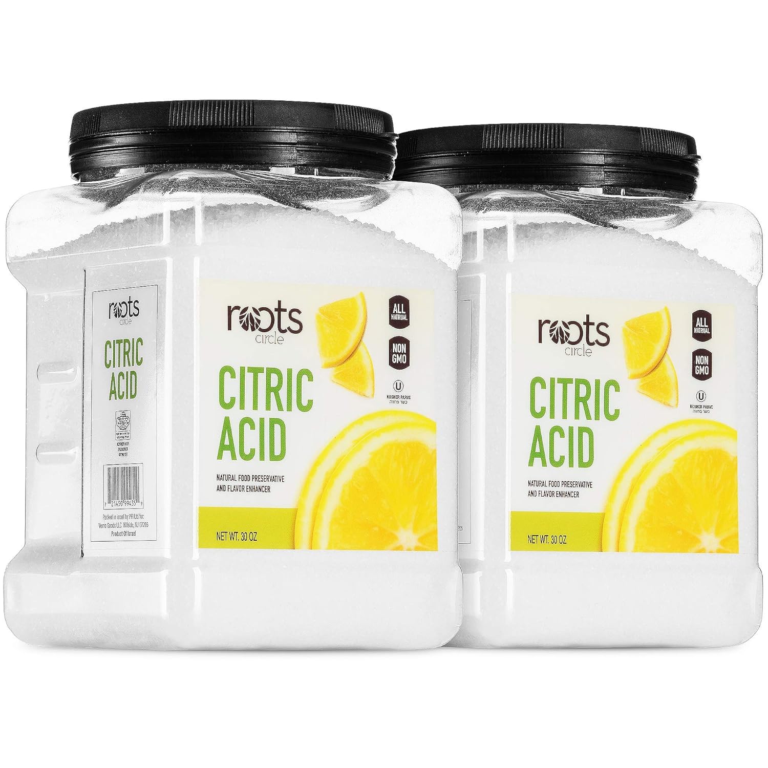 Roots Circle All-Natural Citric Acid | 2 Pack - 3.75 Pounds | Kosher For Passover | Food-Grade Flavor Enhancer, Household Cleaner & Preservative | For Skincare, Cooking, Baking, Bath Bombs