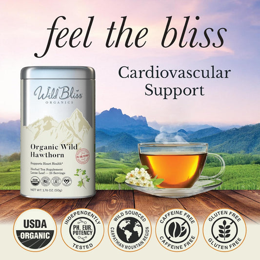 Wild Bliss Organic Linden Flower Tea - Caffeine Free Loose Leaf Calming Herbal Tea - 1.76 Ounces - 25 Servings