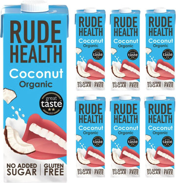Rude Health 6 X 1 Litre Organic Coconut Dairy-Alt Milk, 100% Natural Organic Drink, Lactose Free, Dairy Free & Gluten-Free, No Added Sugar, Award-Winning, Healthy & Vegan, 100% Recyclable Packaging