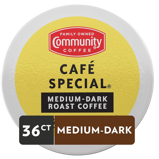 Community Coffee Café Special 36 Count Coffee Pods, Medium Dark Roast, Compatible with Keurig 2.0 K-Cup Brewers