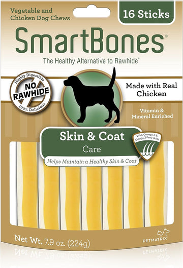 Smartbones Skin And Coat Care Sticks 16 Count, Rawhide-Free Chews For Dogs, With Omega Fatty Acids
