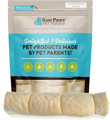 Raw Paws Beef Cheek Rolls For Dogs, 10-Inch, 4-Ct - Packed In Usa - Rawhide Alternative Dog Chews - Free-Range Cow Cheek Rolls For Dogs - Retriever Rolls For Large Dogs - Dog Beef Cheeks