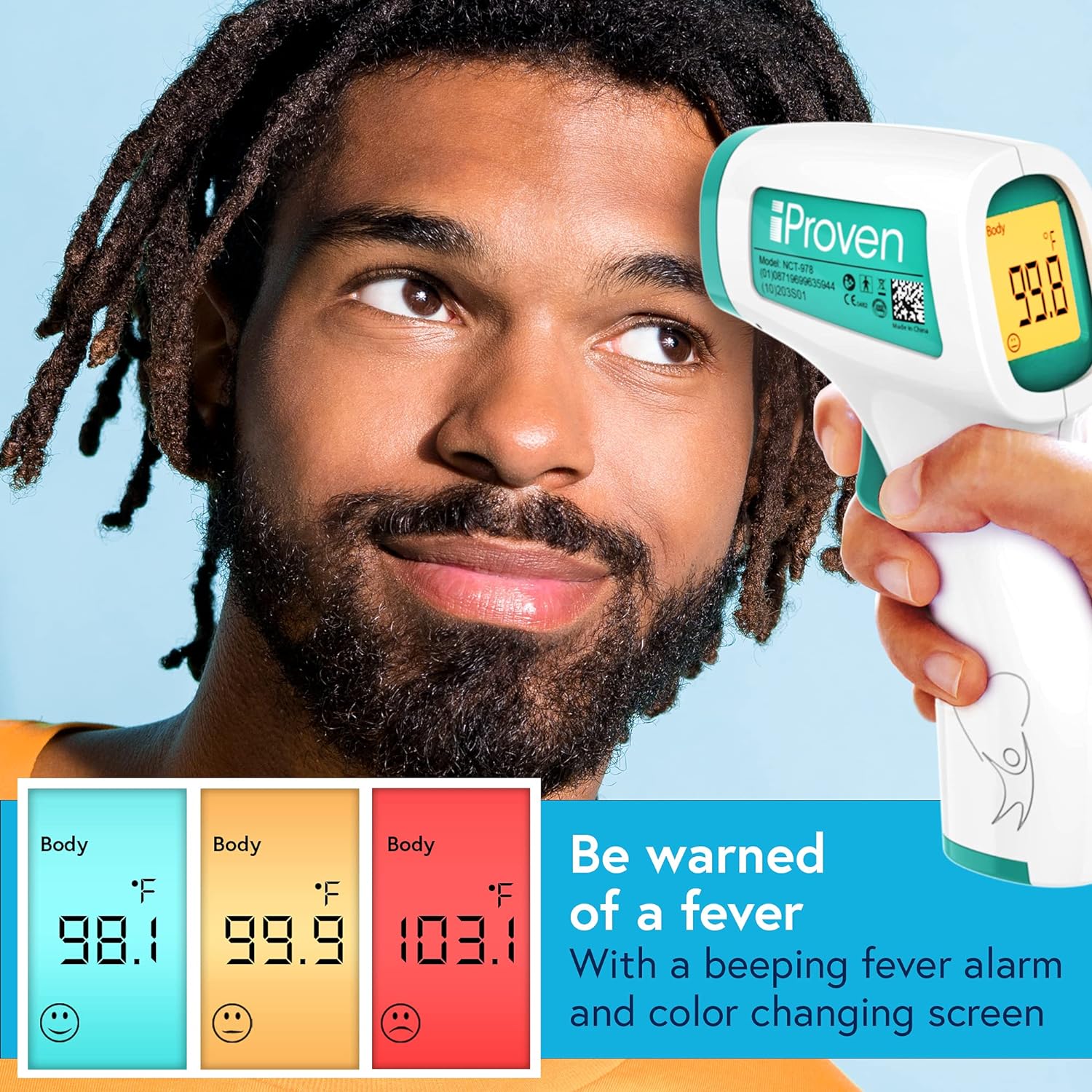 Infrared Forehead Thermometer for Adults and Infants, Touchless iProven Thermometer, 1sec Instant Accurate Readings, Easy to Use, 3 in 1 Thermometer with Fever Alarm, Silent & Memory Mode : Baby