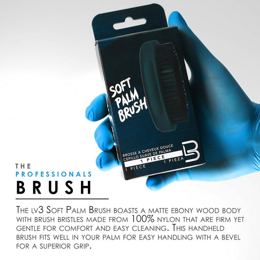 L3 Palm Brush - Fits Great In Palm For Superior Grip - Barber Supplies And Barber Accessories - Gentle For Comfort Yet Firm For Brushing - Level Three Brush