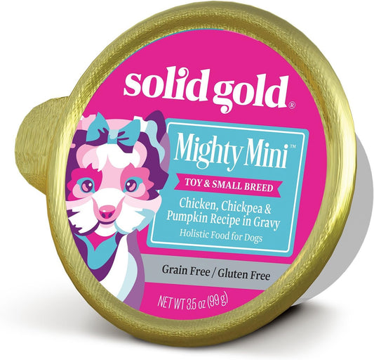 Solid Gold Wet Dog Food for Small Dogs - Mighty Mini Grain Free Wet Dog Food Made with Real Chicken, Chickpeas and Pumpkin - for Puppies, Adult & Senior Small Breeds with Sensitive Stomachs