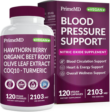 26-in-1 Nitric Oxide Supplement - Blood Pressure Supplements for Heart Health with Coq 10, Organic Beet Root Powder, Olive Leaf Extract, Hawthorn Berry and Garlic Supplements with 2103mg Per Serving