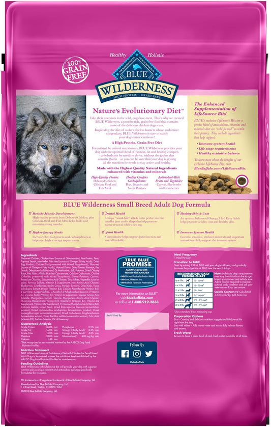 Blue Buffalo Wilderness High Protein, Natural Adult Small Breed Dry Dog Food, Chicken 4.5-Lb