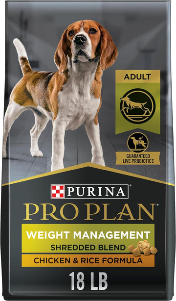 Purina Pro Plan Weight Management Dog Food, Shredded Blend Chicken & Rice Formula - 18 lb. Bag