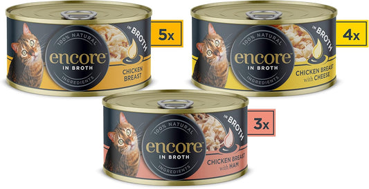 Encore 100% Natural Wet Cat Food, Multipack Chicken Selection in Broth (Pack of 12 x 70g Tins)?ENC1103-1EN