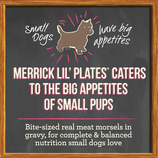 Merrick Lil’ Plates Grain Free And Gluten Free Natural Wet Dog Food For Small Dogs, Soft Petite Pot Pie Recipe - (Pack Of 12) 3.5 Oz. Tubs