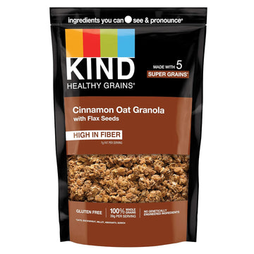 Kind Healthy Grains Clusters, Cinnamon Oat Granola With Flax Seeds, Healthy Snacks, Gluten Free, 1 Count