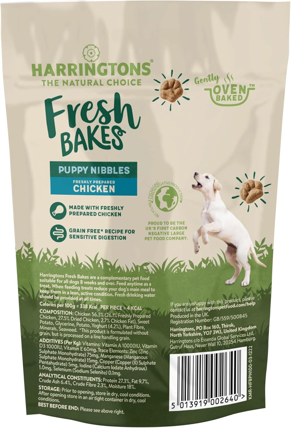 Harringtons Fresh Bakes Grain Free Chicken with Yogurt Puppy Nibbles Dog Treats 100g (Pack of 9) - Gently Oven Baked :Pet Supplies
