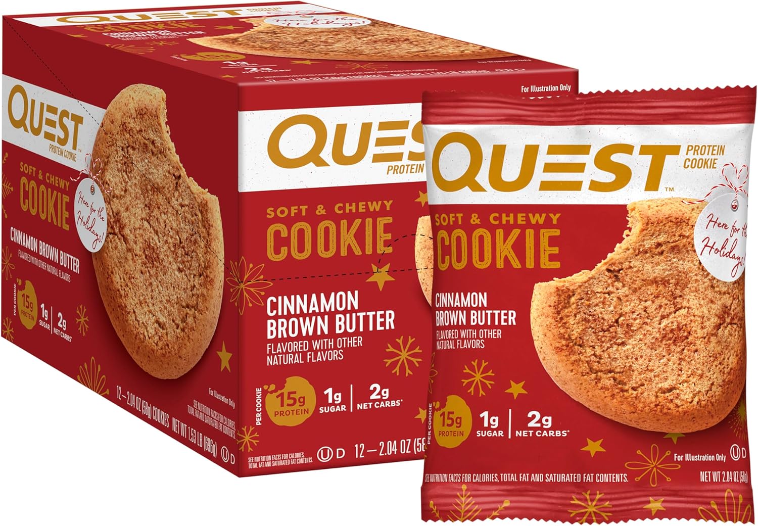 Quest Nutrition Protein Cookie, Cinnamon Brown Butter, Limited Edition Flavor, 15G Protein, 2G Net Carb, Low Carb, 12 Count