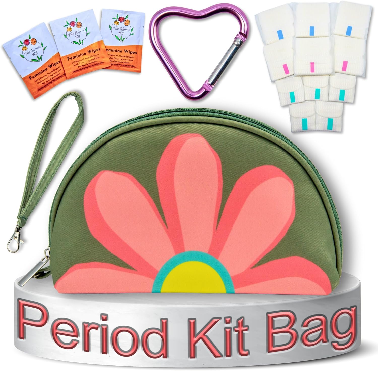 Period Bag to-Go - 16 PC First Period Kit for Girls 9-12 - Sanitary Pad Storage Bag - Period Pouch - Pad Bags for Period for School - First Period Gifts for Girls - Cute Sanitary Napkin Bags