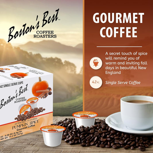 Boston’S Best - Fall-Inspired Pumpkin Spice Medium Roast Flavored Coffee, Gourmet Compatible With Keurig Coffee Maker, 1 Count (42 Single Serve Cups)