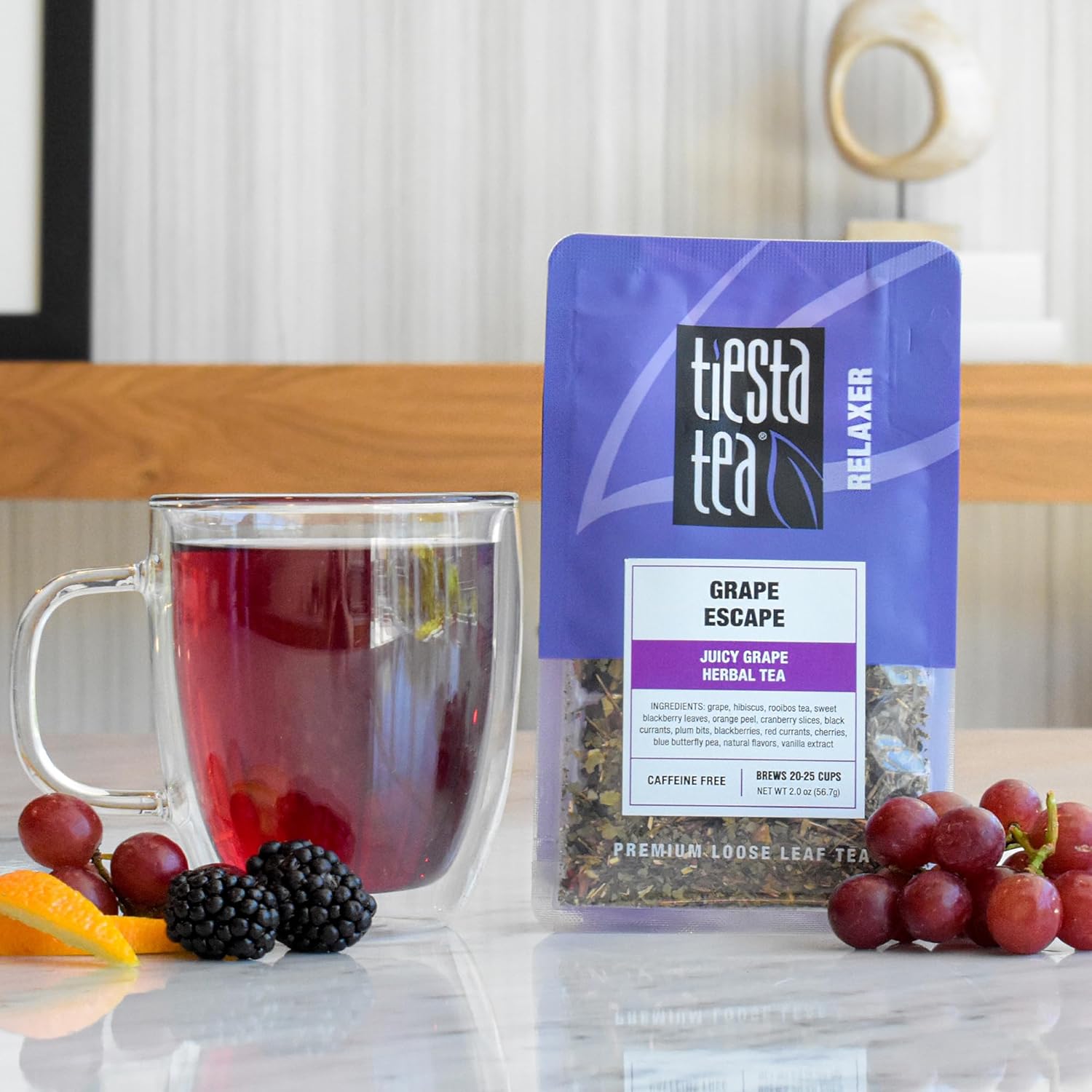 Tiesta Tea - Fresh N' Fruity Trio - 3 Fruit Filled Loose Leaf Blends - High To Non Caffeinated Tea - Make Hot & Iced Tea - 6Oz Resealable Pouches Of Assorted Tea W/Strawberry, Grape & Sweet Lime