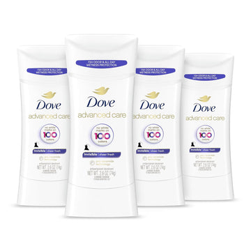 Dove Advanced Care Antiperspirant Deodorant Stick Sheer Fresh 4 Count Anti-Stain Antiperspirant Deodorant For Soft Underarms 72-Hour Underarm Odor Protection And All-Day Sweat Control 2.6 Oz