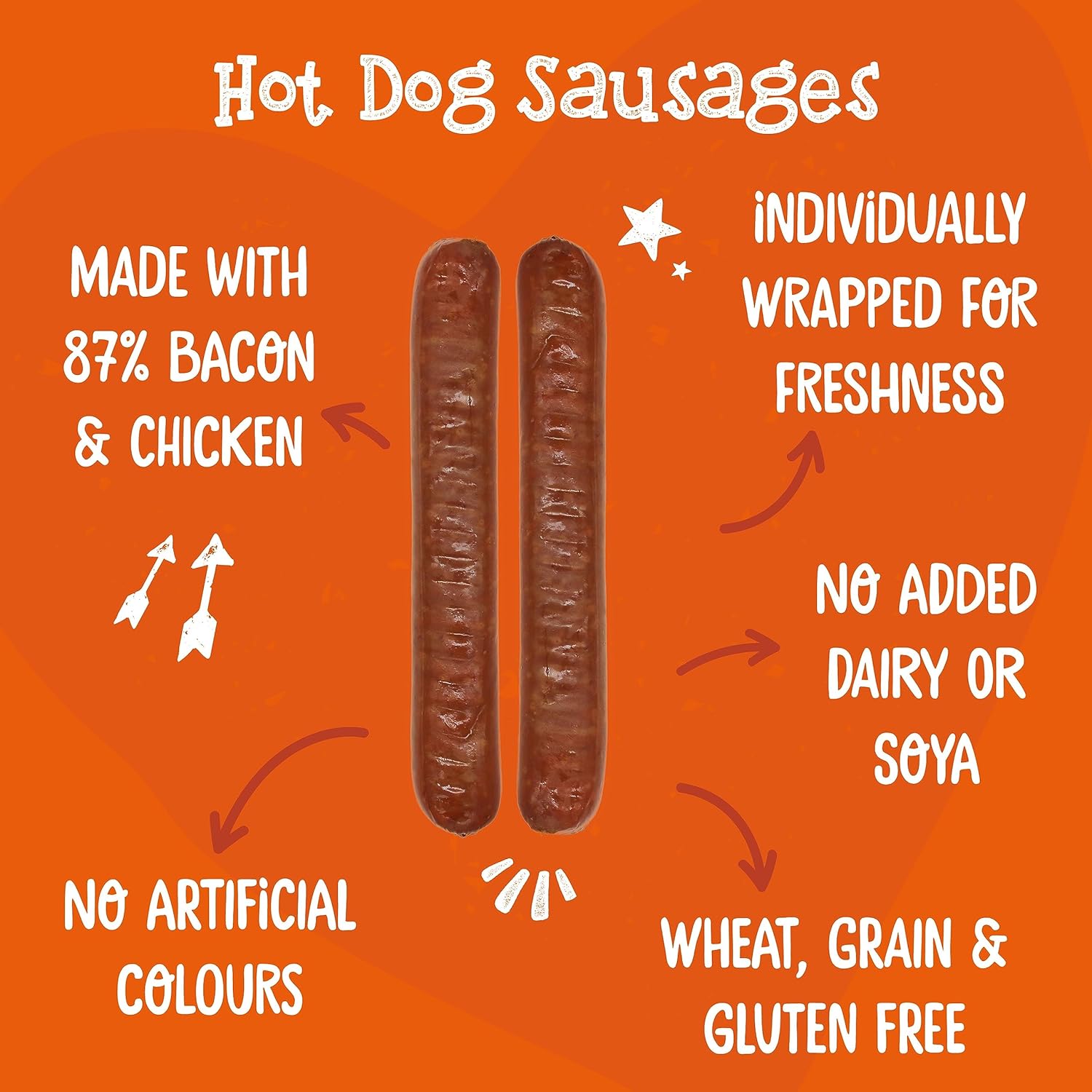 Webbox Hot Dog Sausages Dog Treats - Puppy Friendly, Individually Wrapped for Freshness, No Artificial Colours, Wheat and Grain Free (12 x 8 Packs) :Pet Supplies