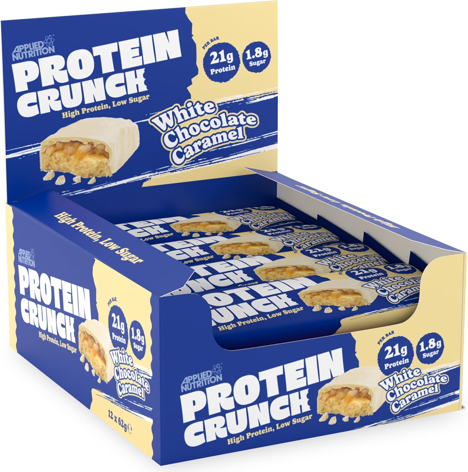 Applied Nutrition Protein Crunch - Protein Bars, High Protein, Low Sugar (White Chocolate Caramel) (62G X 12)