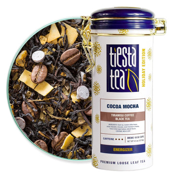 Tiesta Tea - Cocoa Mocha | Tiramisu Coffee Black Tea | Premium Loose Leaf Tea Blend | High Caffeinated Holiday Tea | Make Hot Or Iced Tea & Brews Up To 50 Cups - 4.5 Ounce Refillable Tin