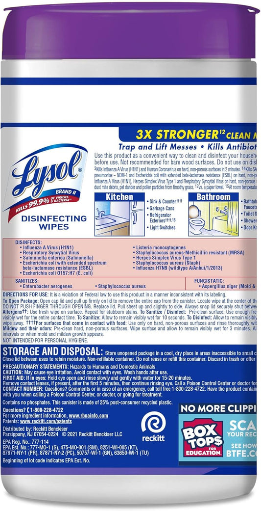 Lysol Disinfectant Wipes, Multi-Surface Antibacterial Cleaning Wipes, For Disinfecting And Cleaning, Early Morning Breeze, 80 Count (Pack Of 6)