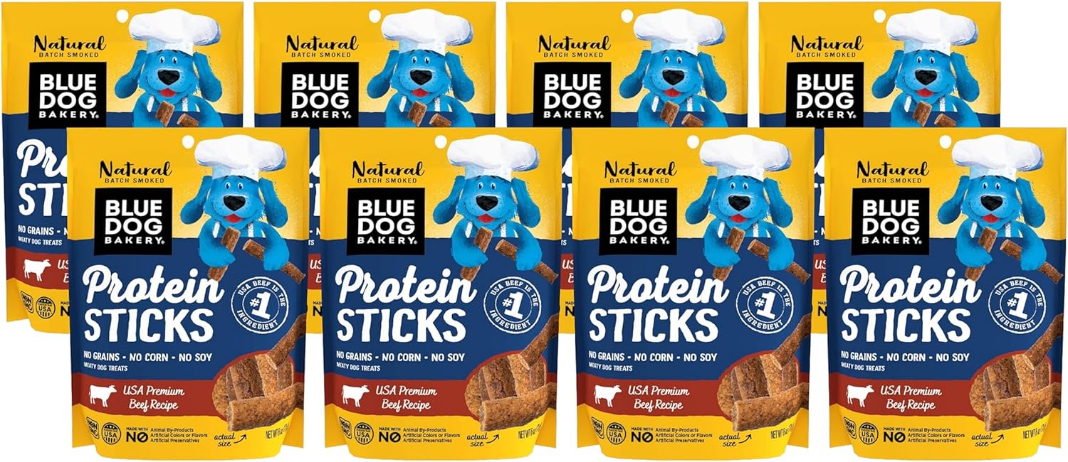 Blue Dog Bakery Natural Protein Sticks, Beef, 6 Oz (Pack Of 8)