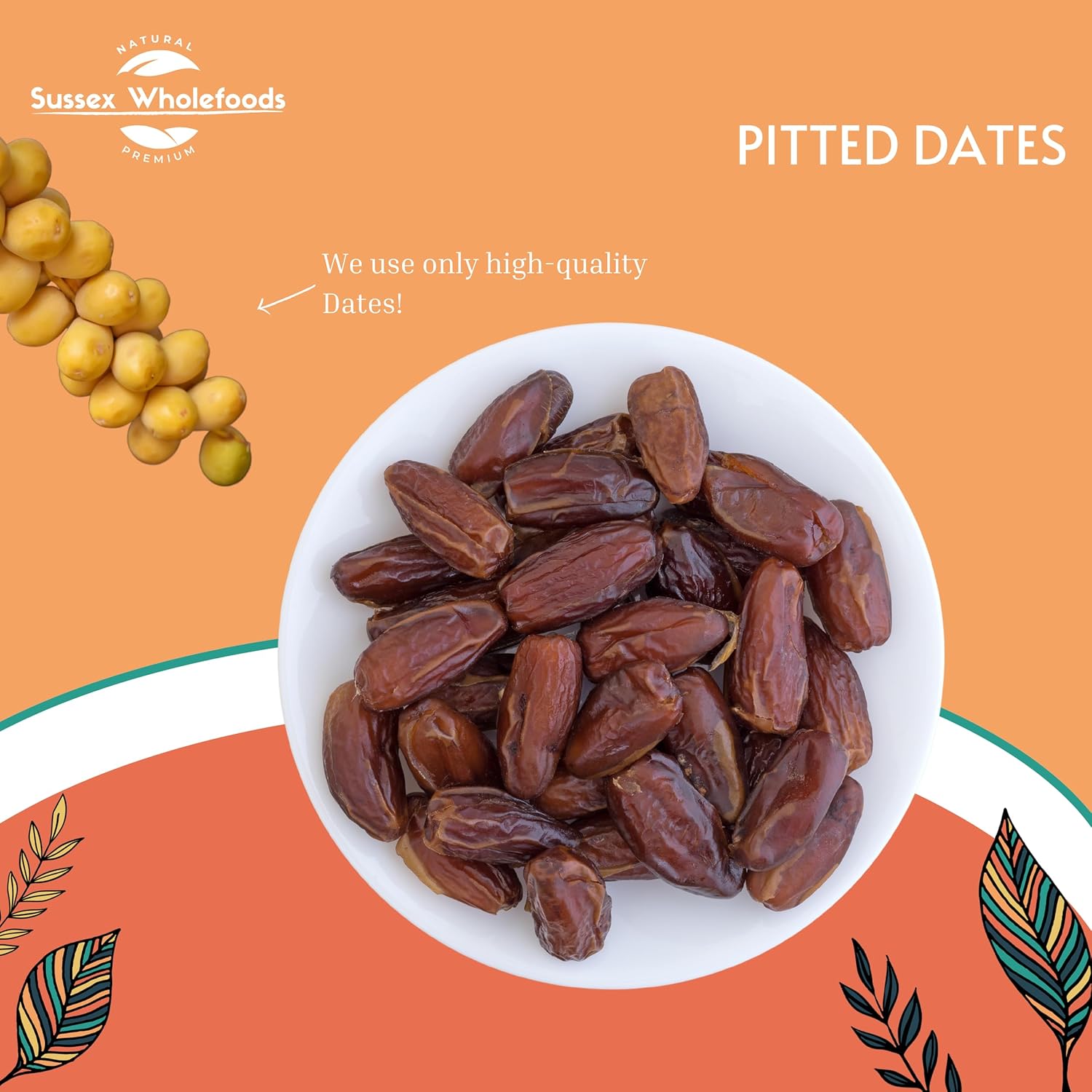 Sussex Wholefoods Pitted Dates 2Kg - Sweet, Soft & Ready To Enjoy - Perfect For Snacking!