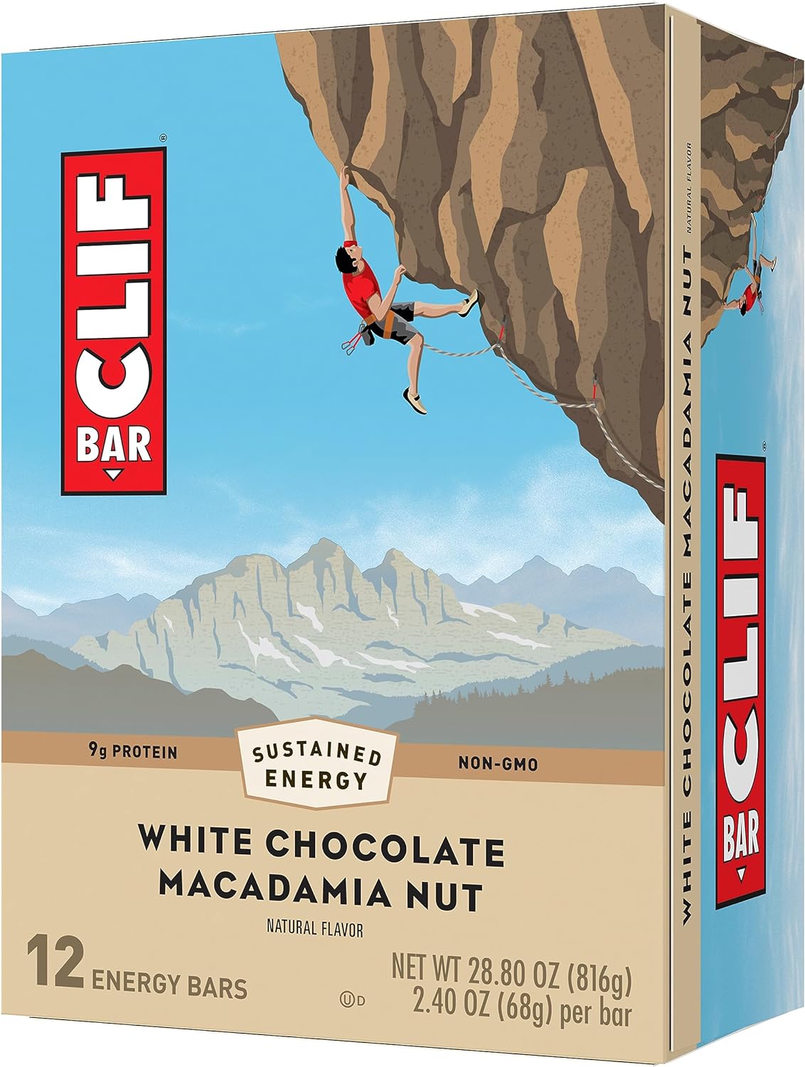 Clif Bar - White Chocolate Macadamia Nut Flavor - Made With Organic Oats - 9G Protein - Non-Gmo - Plant Based - Energy Bars - 2.4 Oz. (12 Pack)