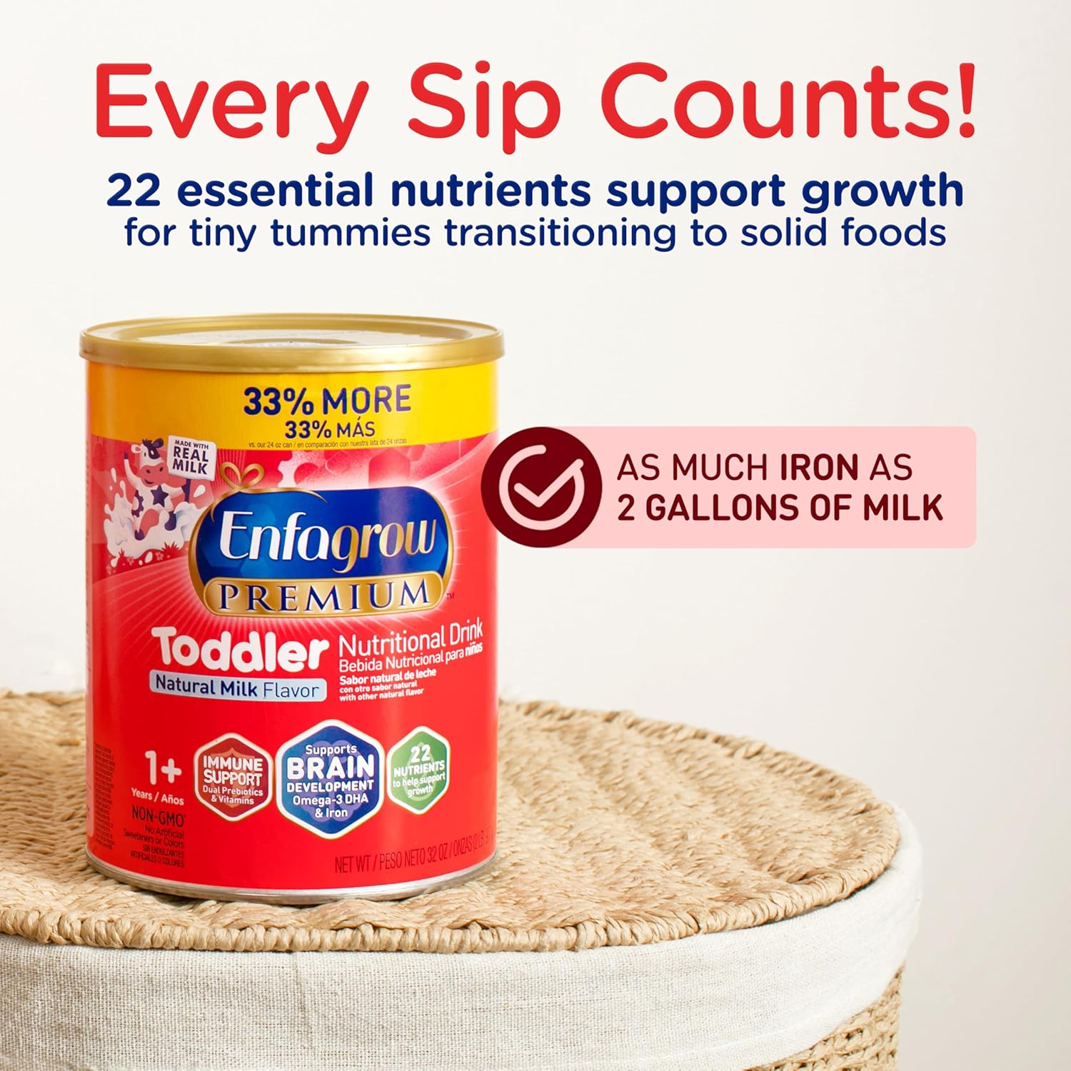 Enfamil & Enfagrow Bundle - Neuropro Baby Formula Refill Box 31.4 Oz (Pack Of 4) And Enfagrow Toddler Nutritional Drink 24 Oz. Powder Can