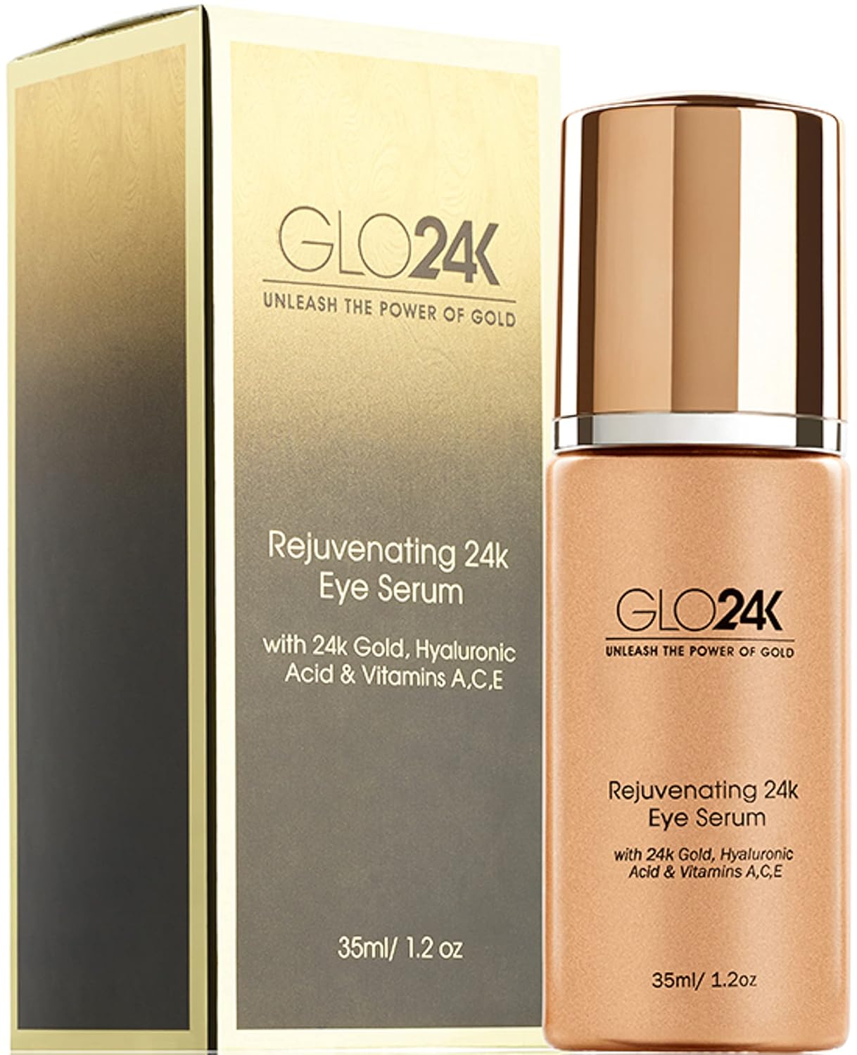 Glo24K Eye Serum With 24K Gold, Hyaluronic Acid, And Vitamins A,C,E. Potent Formula For The Delicate Skin Around The Eyes