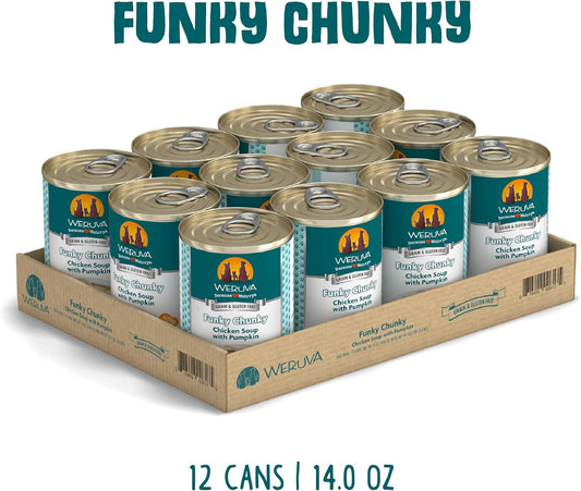 Weruva Classic Dog Food, Funky Chunky Chicken Soup With Chicken Breast & Pumpkin In Gravy, 14Oz Can (Pack Of 12)