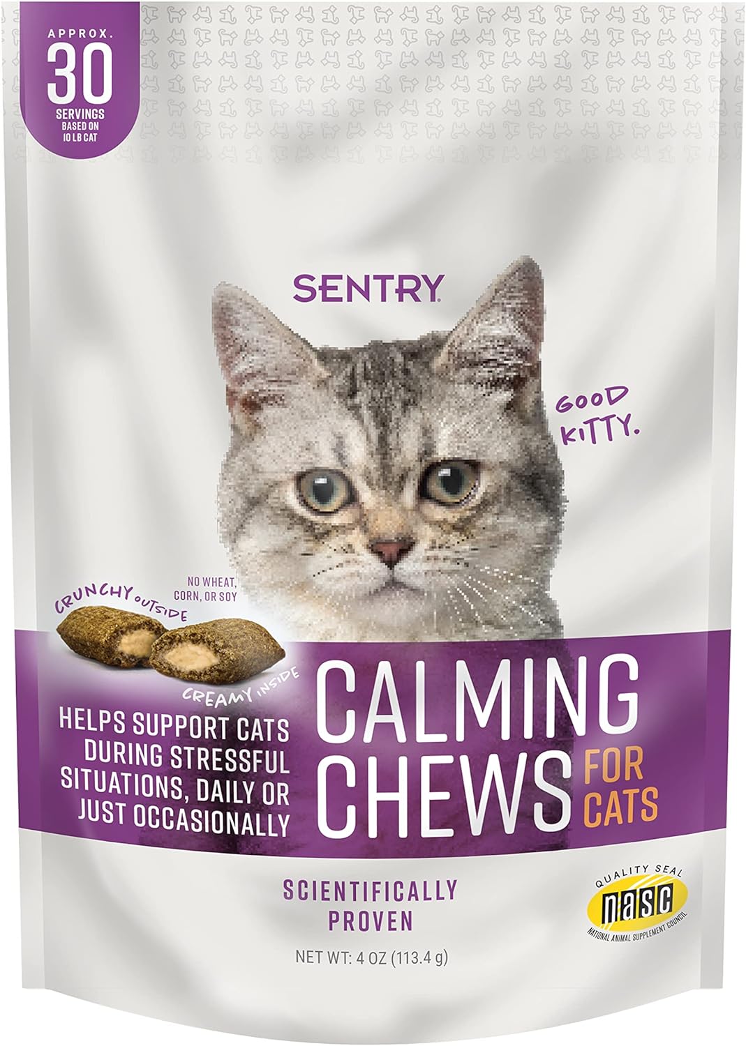 Sentry Calming Chews for Cats, Calming Aid Helps to Manage Stress & Anxiety, With Pheromones That May Help Curb Destructive Behavior & Separation Anxiety, Calming Health Supplement for Cats, 4 oz