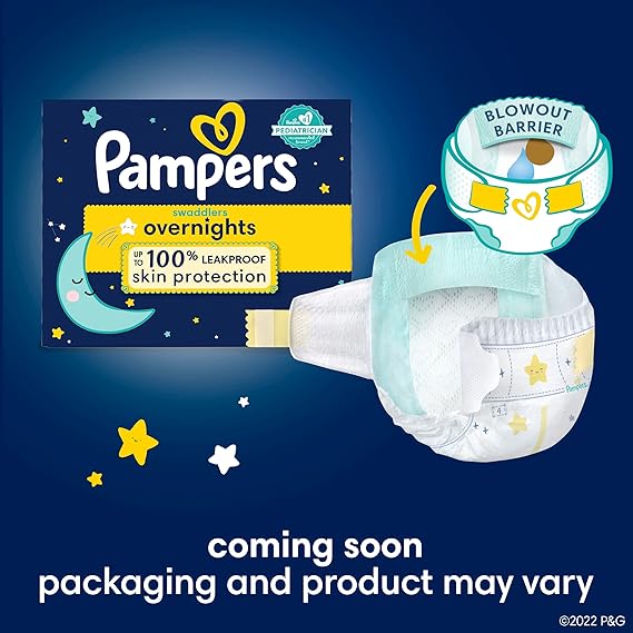 Pampers Swaddlers Overnights Diapers Disposable Baby Diapers, Night Time Skin Protection