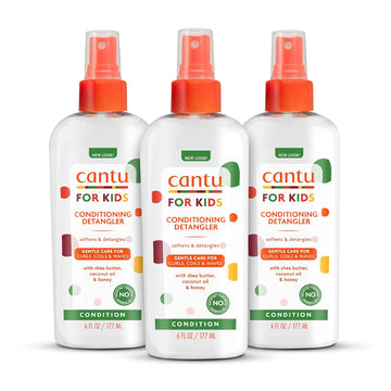 Cantu Care For Kids Paraben & Sulfate-Free Conditioning Detangler With Shea Butter, 6 Fl Oz (Pack Of 3) (Packaging May Vary)