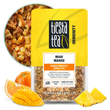 Tiesta Tea - Maui Mango Mango Pineapple Herbal Tea Premium Loose Leaf Tea Blend Non-Caffeinated Fruit Tea Make Hot Or Iced Tea & Brews Up To 25 Cups - 2.2 Ounce Resealable Pouch