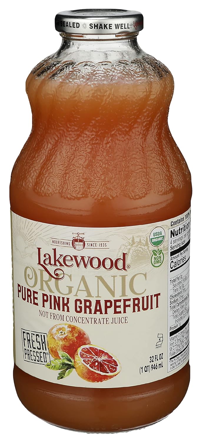 Lakewood Organic Fresh Pressed Pure Pink Grapefruit (1 X 32 FL OZ) : Vitamins : Grocery & Gourmet Food