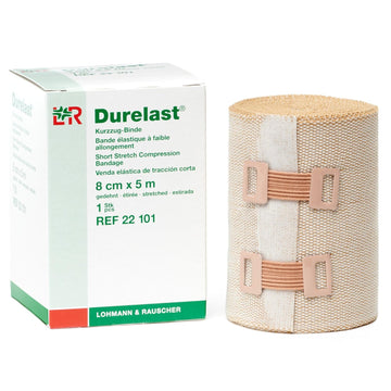 Lohmann & Rauscher Durelast Extra Short Stretch Bandage, Compression Bandage With 45% Stretch, 66% Cotton & 34% Polyamide, 6Cm Wide X 5M Long Roll