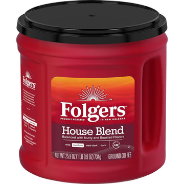 Folgers House Blend Medium Roast Ground Coffee, 25.9 Ounce (Pack of 6)