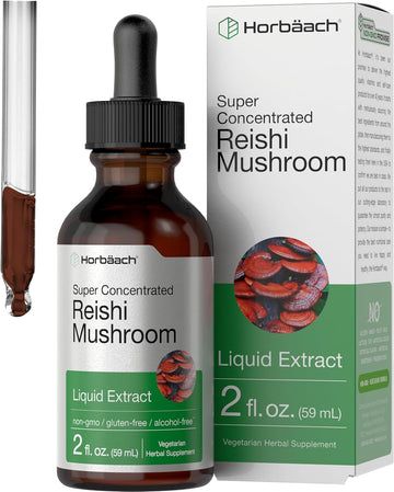 Horbäach Reishi Mushroom Supplement | 2 Fl Oz Liquid Extract | Ganoderma Lucidum Tincture | Vegetarian, Non-Gmo, Gluten Free