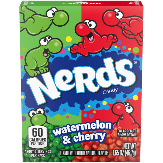 Nerds Candy, Watermelon & Wild Cherry Flavor, 1.65 Ounce Treat-Size Theater Candy Boxes (Pack Of 36)