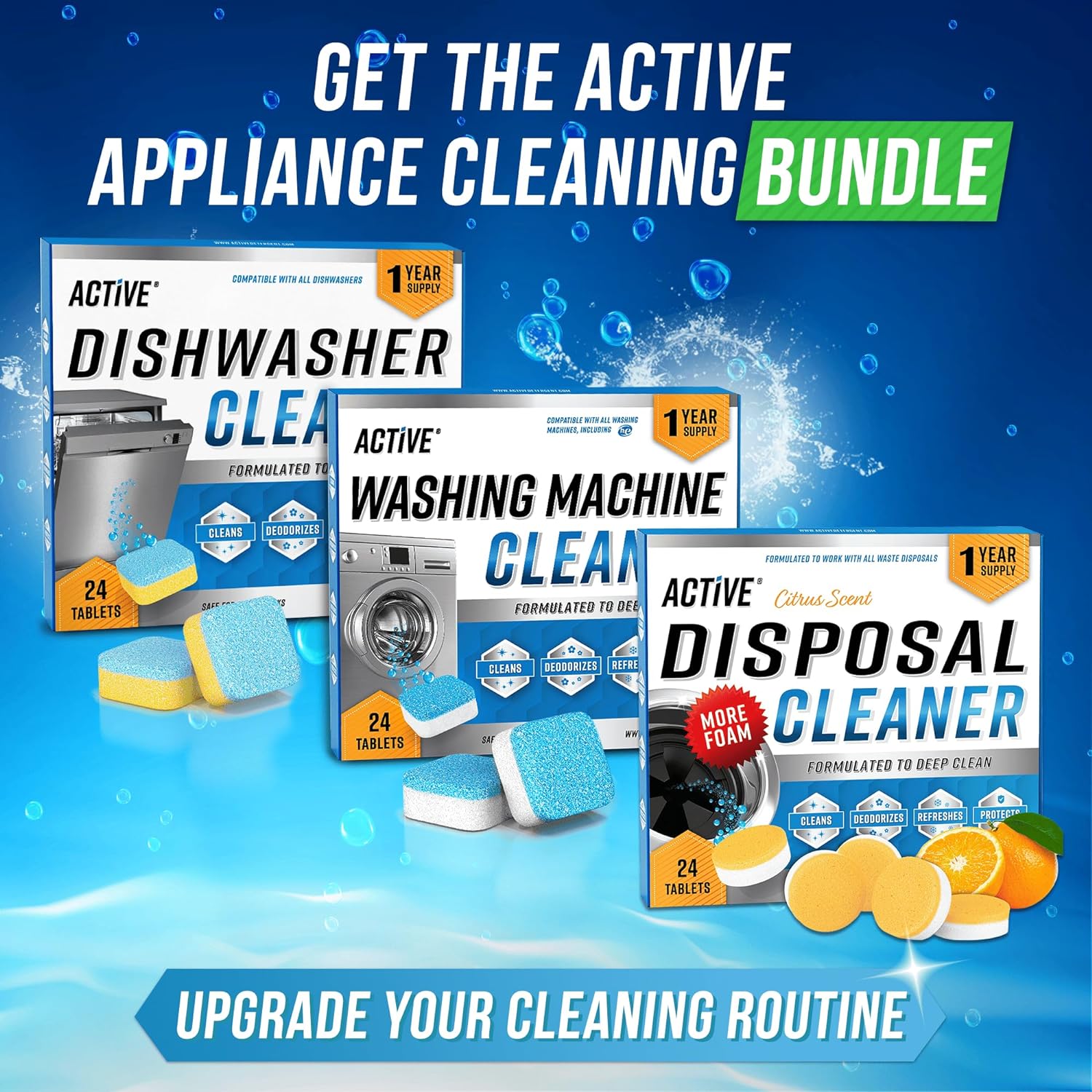 Washing Machine Cleaner Descaler 24 Pack - Deep Cleaning Tablets For He Front Loader & Top Load Washer, Septic Safe Eco-Friendly Deodorizer, Clean Inside Drum And Laundry Tub Seal - 12 Month Supply