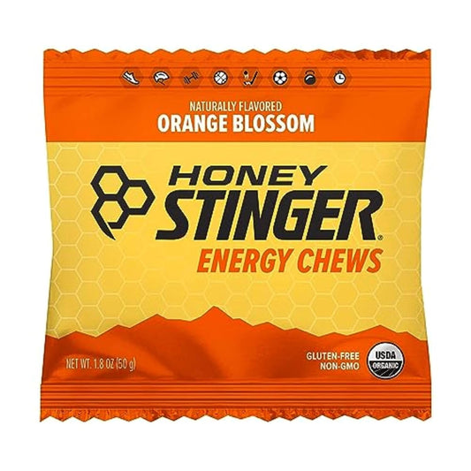 Honey Stinger Organic Orange Blossom Energy Chew | Gluten Free & Caffeine Free | For Exercise, Running And Performance | Sports Nutrition For Home & Gym, Pre And Mid Workout | 12 Pack, 21.6 Ounce