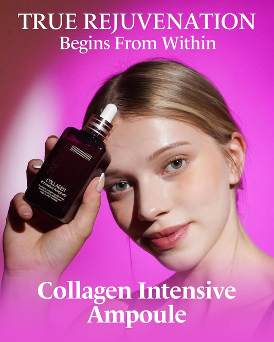 Collagen Intensive Ampoule | Firming Serum For Face W/ 3 Types Of Collagen | Hydrating Face Serum Ampoule Korean Skin Care | Glass Skin Ampoule Collagen Serum (3.38 Fl Oz)