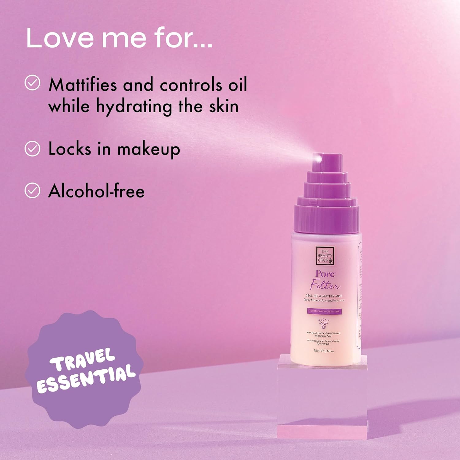 The Beauty Crop Porefilter Mattifying Mist - Micro-Fine Setting Spray For Oily Skin - 100 Ml