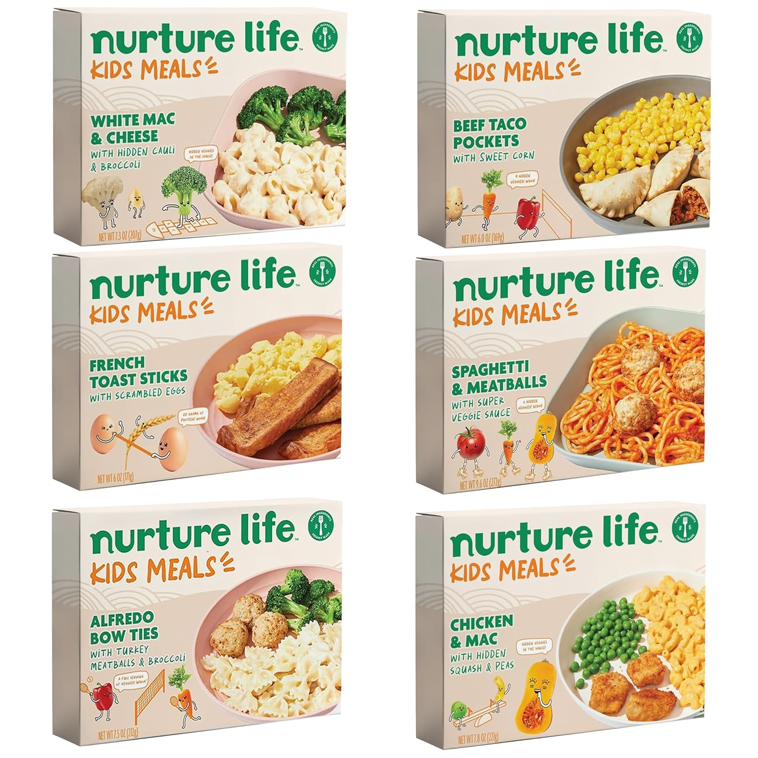 Nurture Life Kids Meals, Healthy Infant And Kids Favorites, French Toasts & Chicken Nuggets, Organic Focus, Toddler Snacks, School Lunch, Ready To Eat Snacks, Toddlers Meal Set, 6-Meals Variety Pack