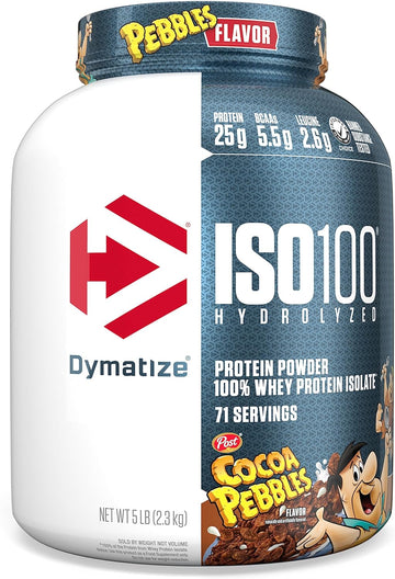 Dymatize Iso100 Hydrolyzed Protein Powder, 100% Whey Isolate, 25G Of Protein, 5.5G Bcaas, Gluten Free, Fast Absorbing, Easy Digesting, Cocoa Pebbles, 5 Pound 71 Servings (Pack Of 1)