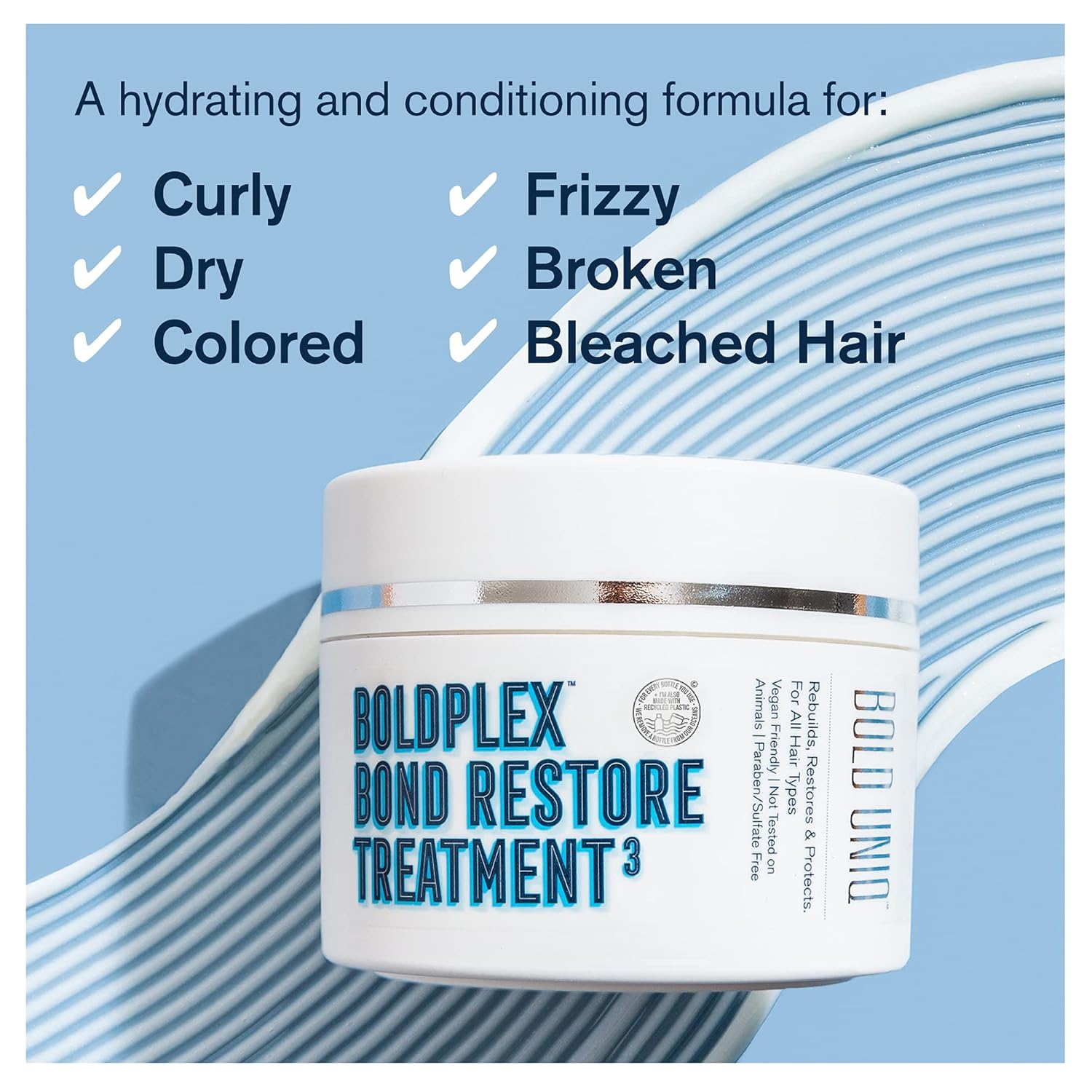 Bold Uniq Boldplex 3 Bond Restore Treatment & Moisturizing Shampoo & Conditioner Bundle. Hydrating & Conditioning, Adds Moisture & Shine. Paraben & Sulfate Free. Vegan & Cruelty Free. : Beauty & Personal Care