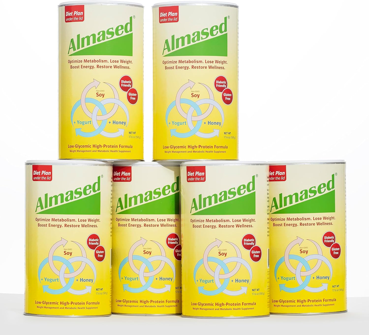 Almased Meal Replacement Shake - 6 Pack - Plant Base Protein - Non Gmo, Gluten Free,17.6 Oz - (6 Pack)